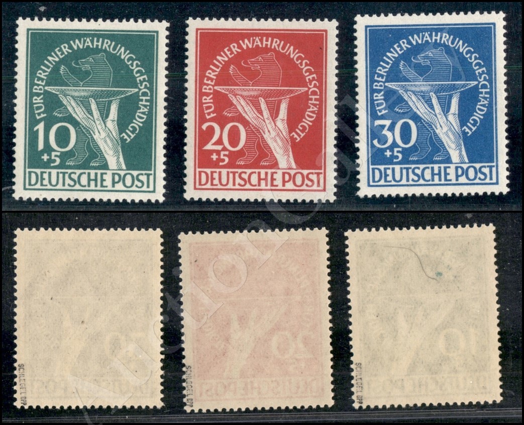 Berlino Ovest - 1949 - Pro Vittime Della Riforma Monetaria (Mich.68/70) Serie Completa Di 3 Valori - Gomma Integra (350) - Autres & Non Classés