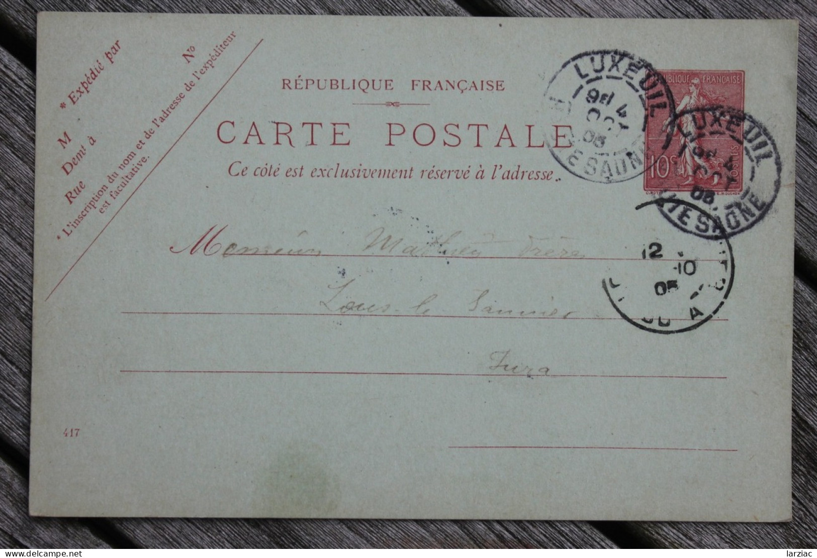 Carte Postale Entier Postal Repiquage A.Bedon Ainé & Fils Georges Luxeuil (Haute-Saône) Voyagée En 1905 - Bijgewerkte Postkaarten  (voor 1995)