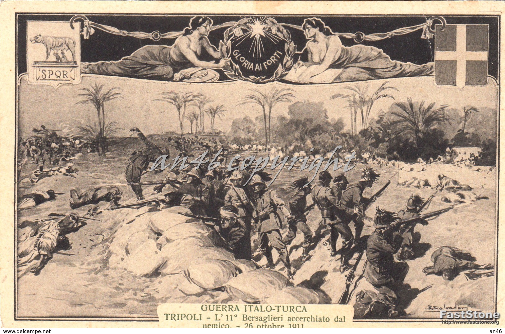 GUERRA ITALO-TURCA_TRIPOLI_L' 11 BERSAGLIERI Accerchiato Dal Nemico_26 Ottobre 1911 _Originale 100% - Altre Guerre