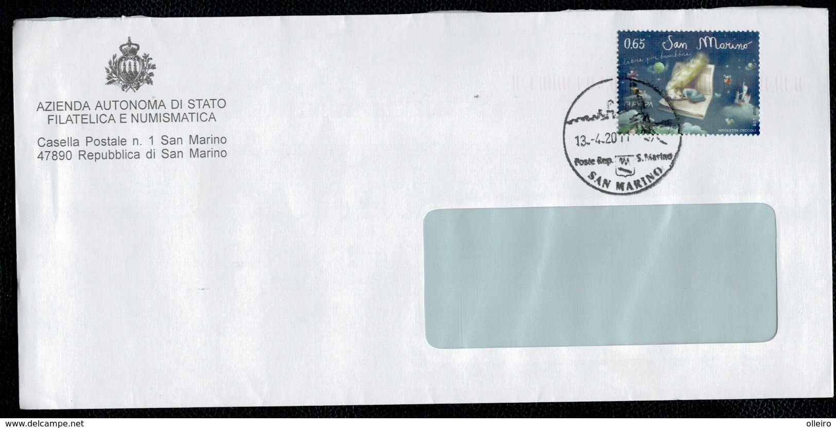 San Marino 2011 Busta Affrancata Con Valore Da 0,65 Europa 2010 ° VFU - Lettres & Documents