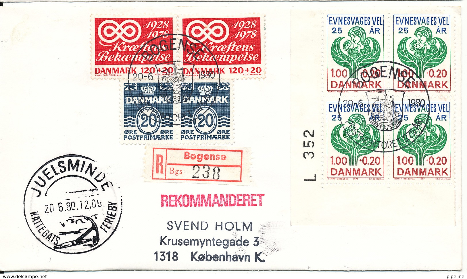 Denmark Registered Cover Bogense 20-6-1980 Special Postmark And Good Stamps - Briefe U. Dokumente