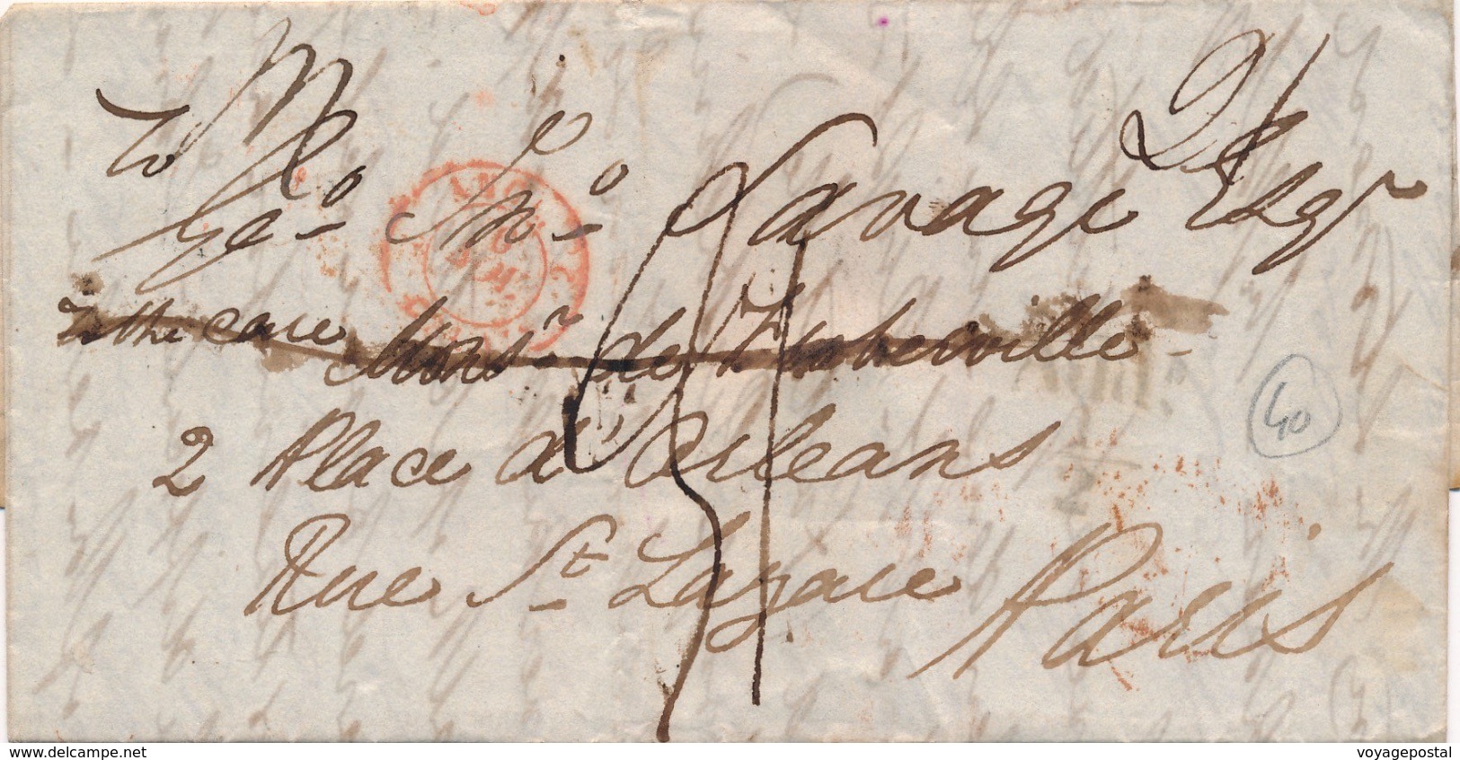 Lettre Londres Pour Paris Entrée Calais ANGL 1839 - ...-1840 Precursori