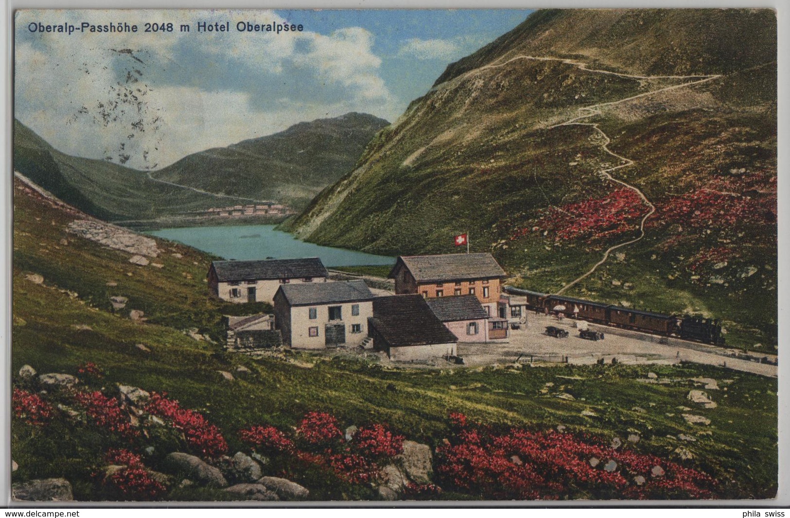 Oberalp-Passhöhe - Hotel Oberalpsee - Mit Dampfzug Train - Photo: E. Goetz - Autres & Non Classés