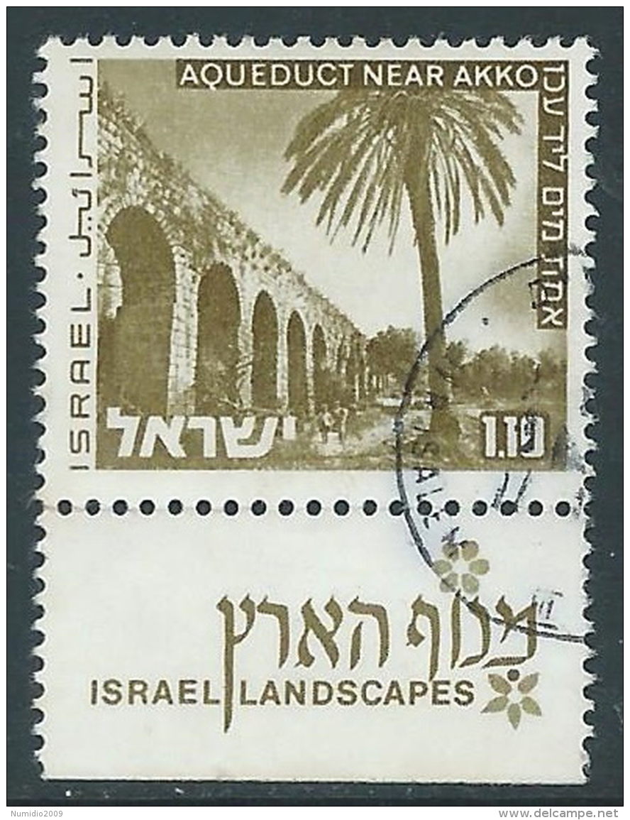 1971-74 ISRAELE USATO VEDUTE DI ISRAELE 1,10 L CON APPENDICE - T16-3 - Gebraucht (mit Tabs)