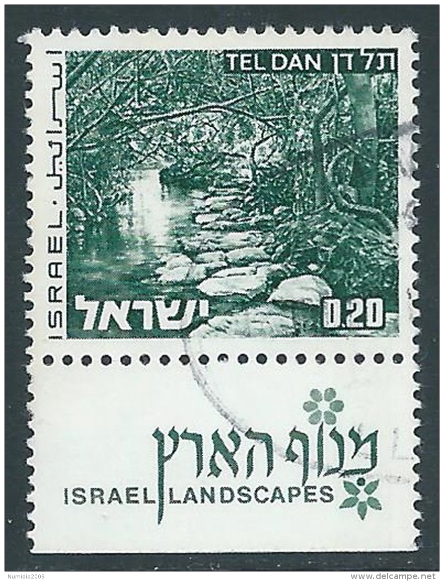 1975-79 ISRAELE USATO VEDUTE DI ISRAELE 20 A CON APPENDICE - T16-3 - Usados (con Tab)