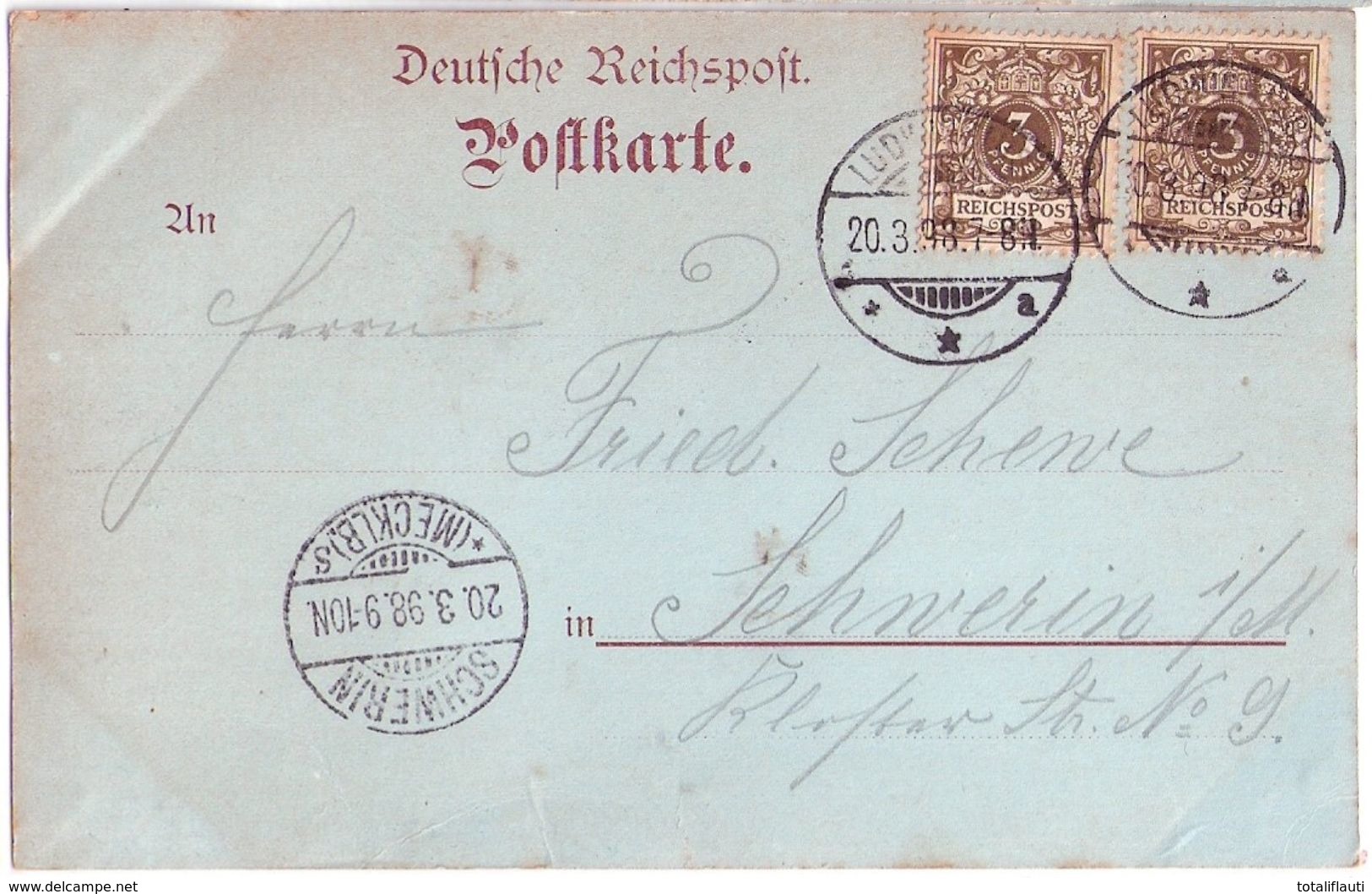 Gruß Aus LUDWIGSLUST Sift Bethlehem Mondscheinkarte Ferdinand Esch 20.3.1898 Gelaufen - Ludwigslust