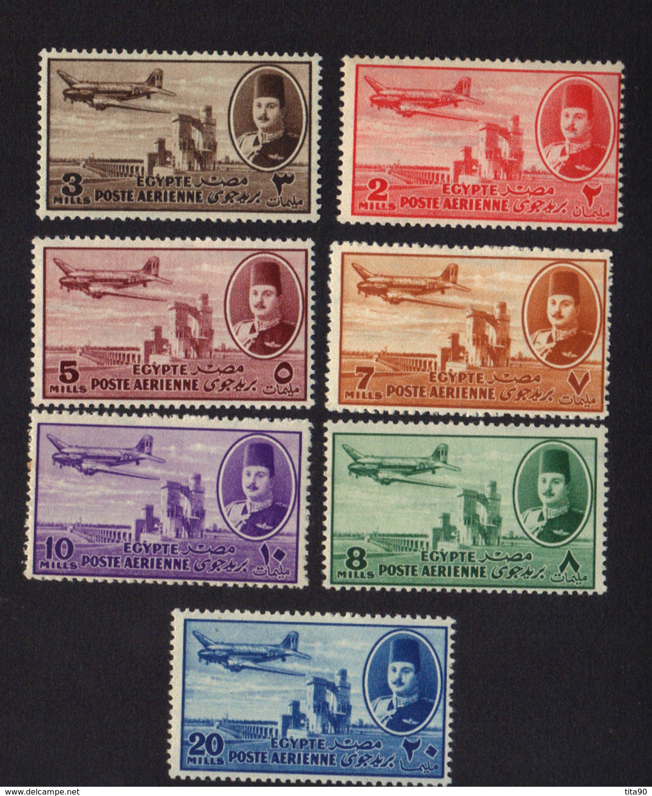 Egypte EgyptKing Farouk Delta Dam And DC-3 Plane 1947 MNH/ MLH - Neufs