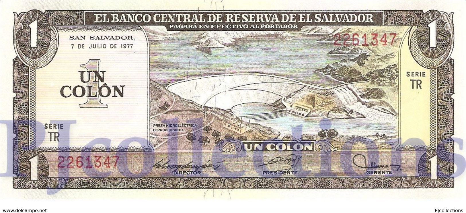 EL SALVADOR 1 COLON 1977 PICK 125a UNC - Salvador