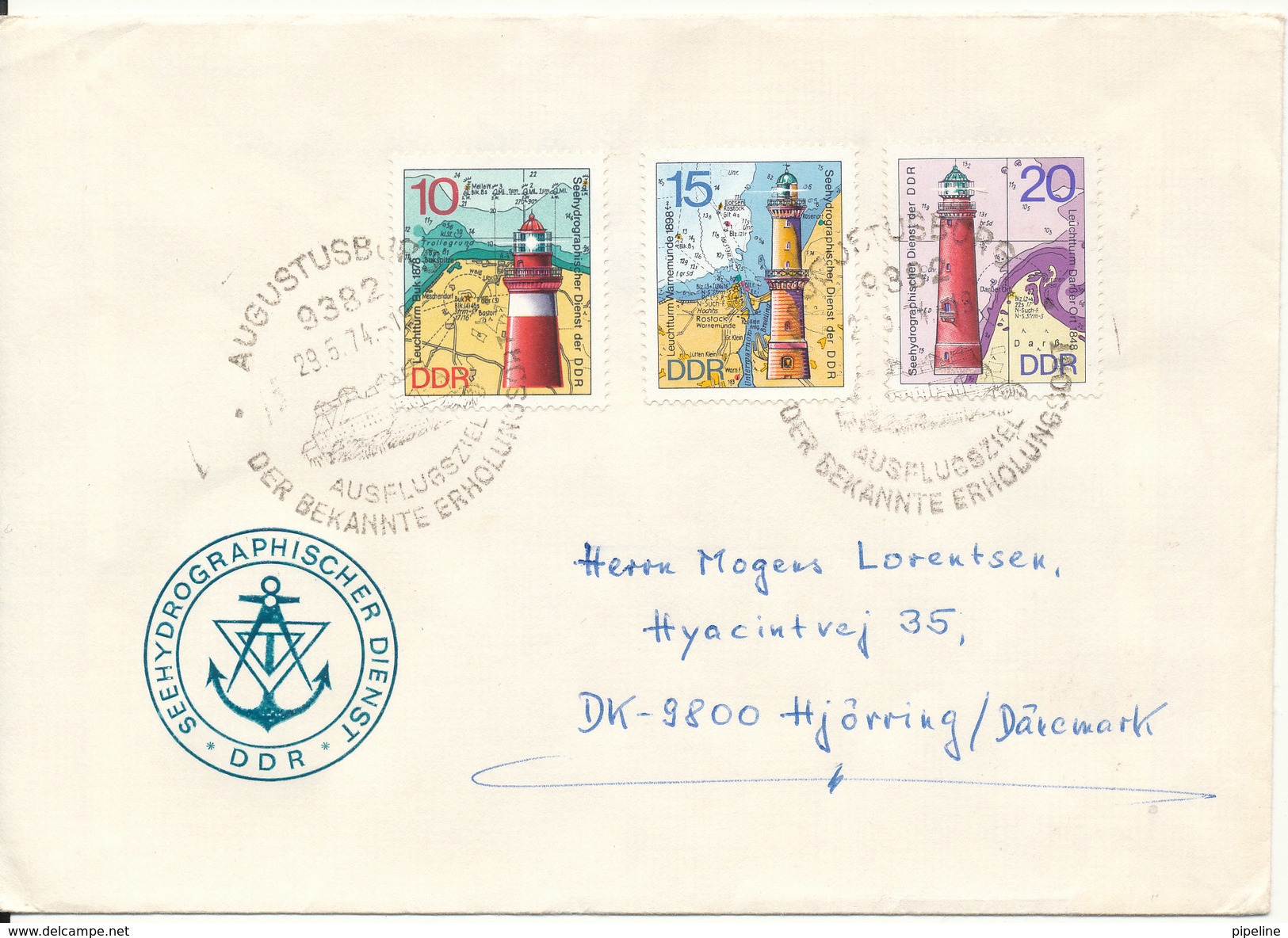 Germany DDR Cover Sent To Denmark Augustusburg 29-5-1974 Topic Stamps LIGHTHOUSE - Autres & Non Classés