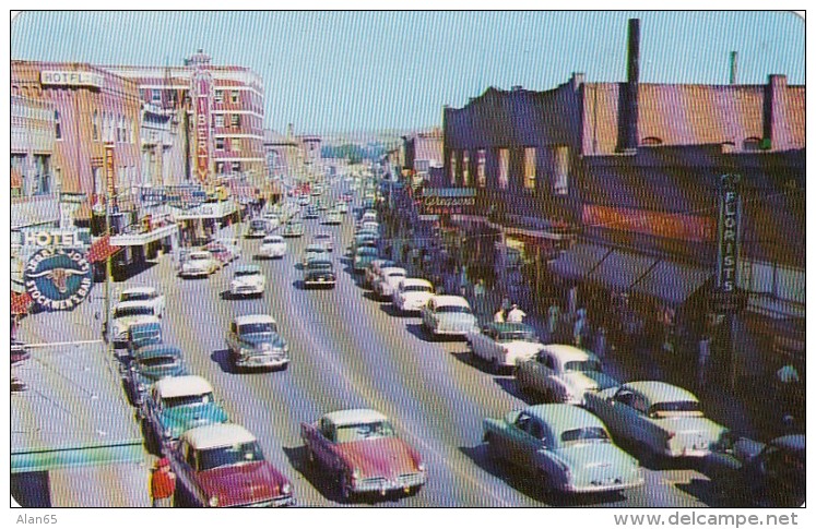 Lewiston Idaho, Main Street Scene Business District, Autos C1950s Vintage Postcard - Lewiston