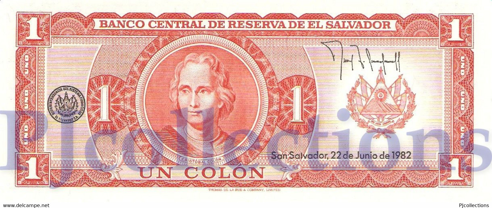 EL SALVADOR 1 COLON 1982 PICK 133A UNC - Salvador