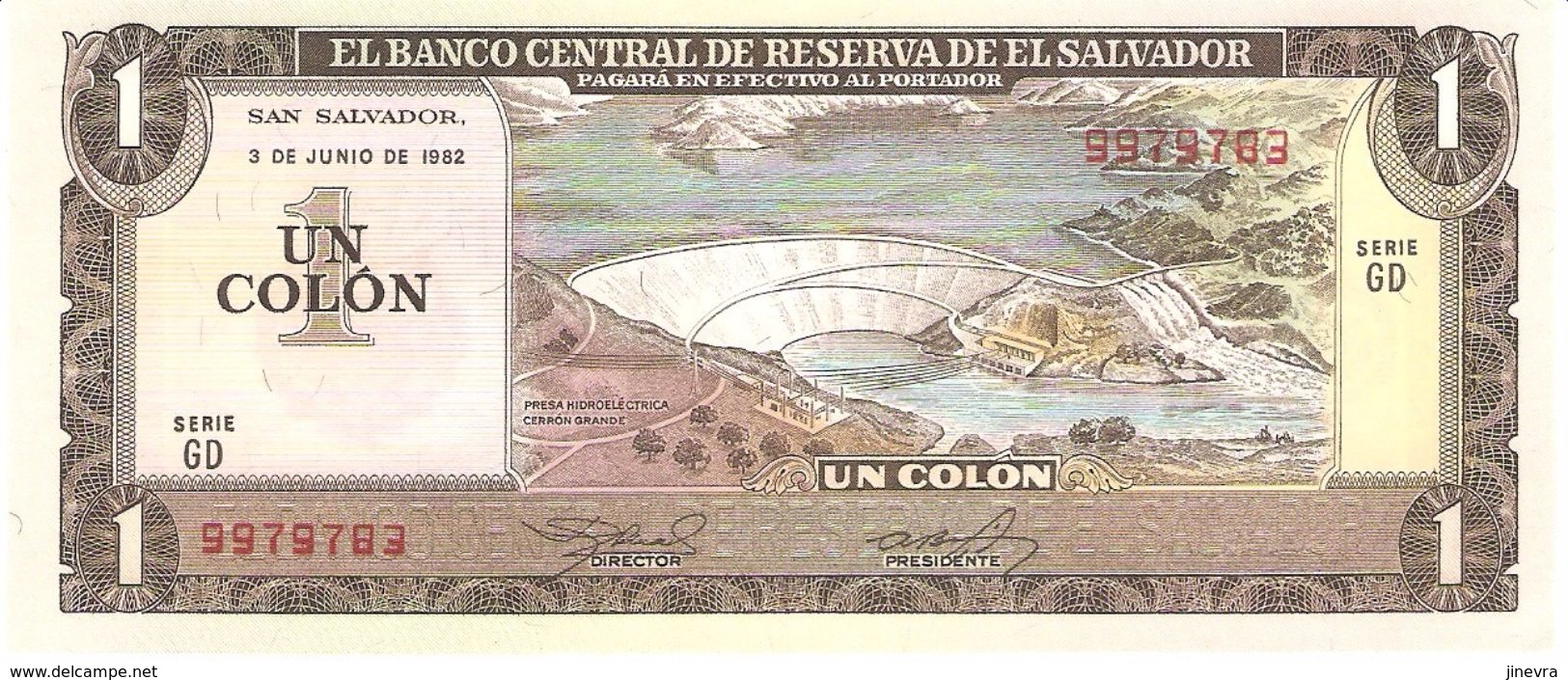 EL SALVADOR 1 COLON 1982 PICK 133A UNC - Salvador