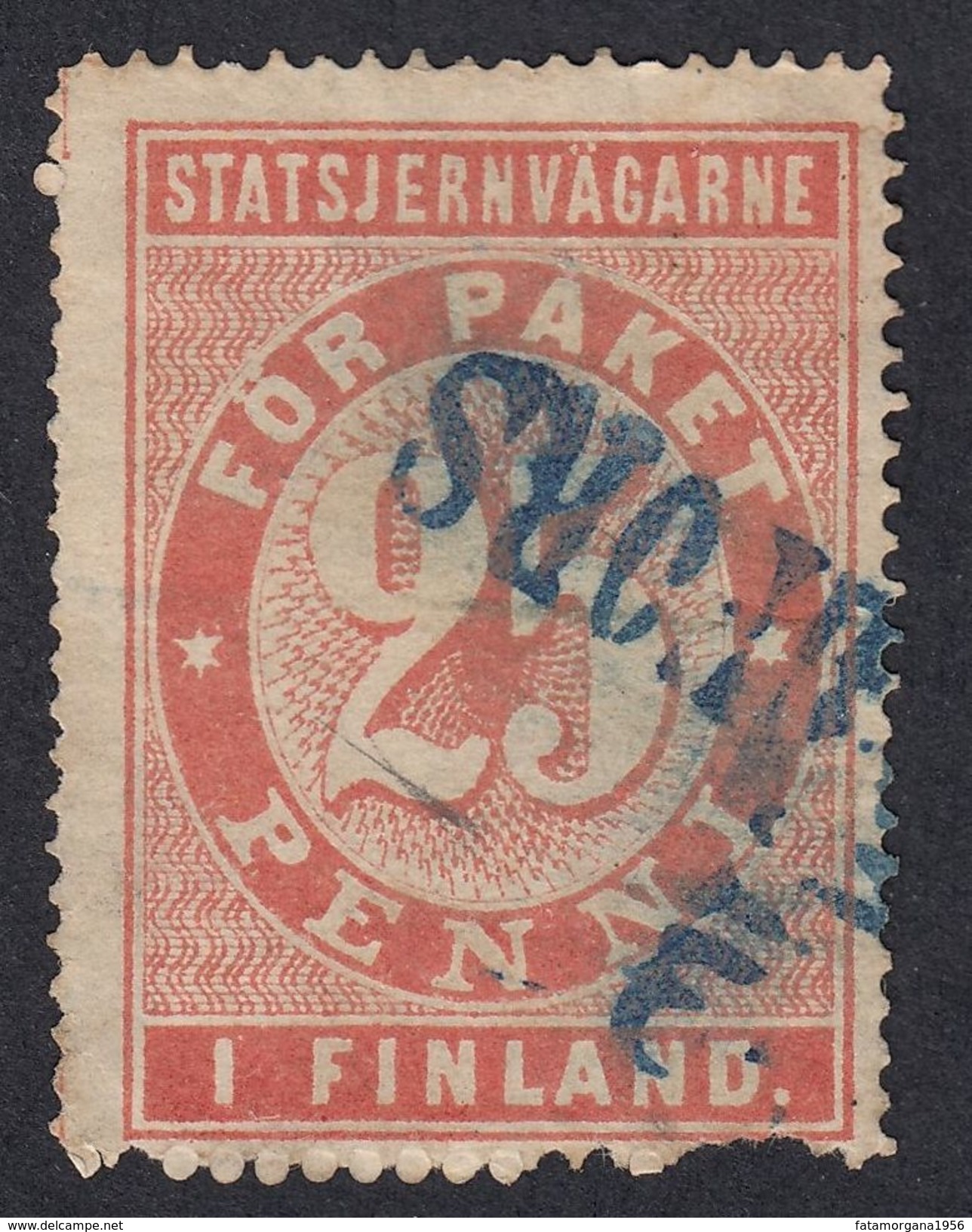 FINLANDIA -  Statsjernvagarne -  Francobollo USATO Da 25 Penni. - Paketmarken