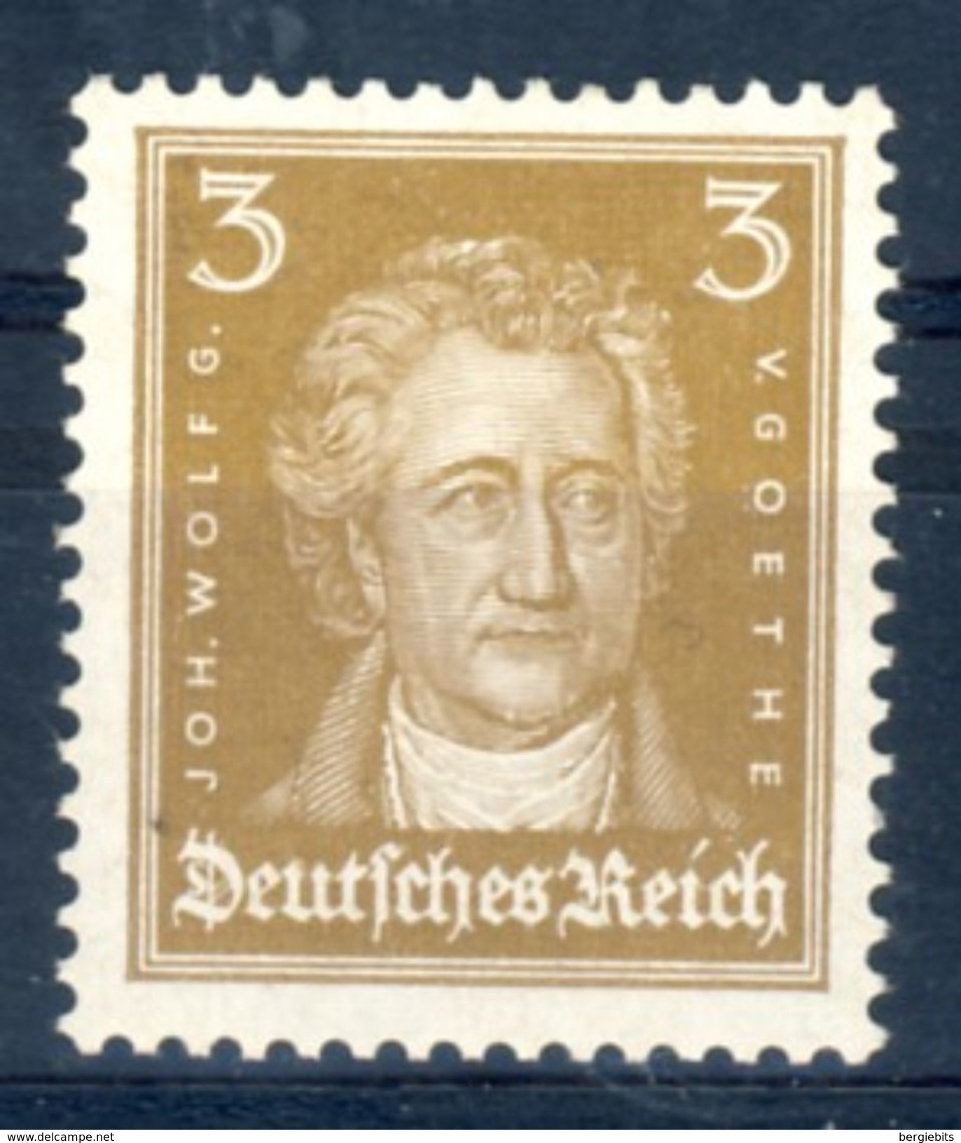 1926 Germany MNH OG  3 Pfg. "Johann Wolfgang V.Goethe" Michel # 386 A Beautiful And Rare Stamp In Never Hinged - Unused Stamps