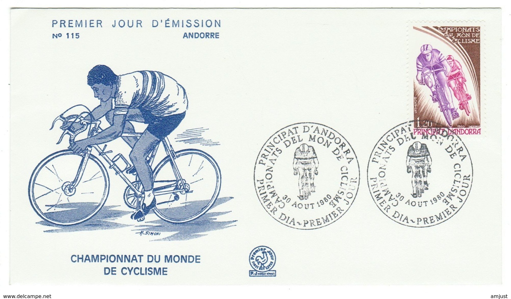 Andorre // FDC // 1980 //  Championat Du Monde De Cyclisme - FDC