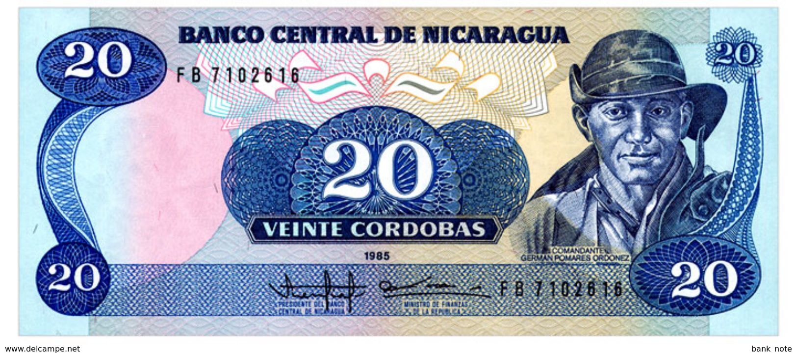 NICARAGUA 20 CORDOBAS 1985 Pick 152 Unc - Nicaragua