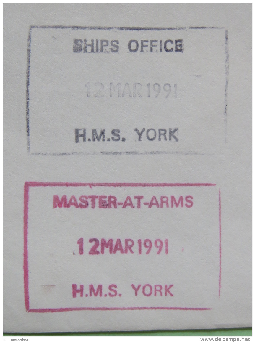 Great Britain 1991 Military Cover From Ship H.M.S. York In Gulf War To Texas USA - Brieven En Documenten