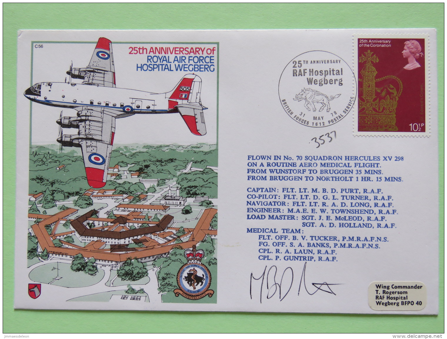 Great Britain 1978 Signed Military Special Cover From Bruggen BFPO 25 - Wegberg Germany BFPO 33 To U.K. - Plane - Corona - Covers & Documents