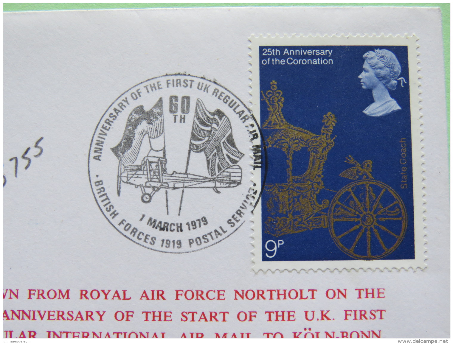Great Britain 1978 Signed Military Special Cover From Northolt To Koln Cologne Germany - Plane - Queen Coronation - Covers & Documents