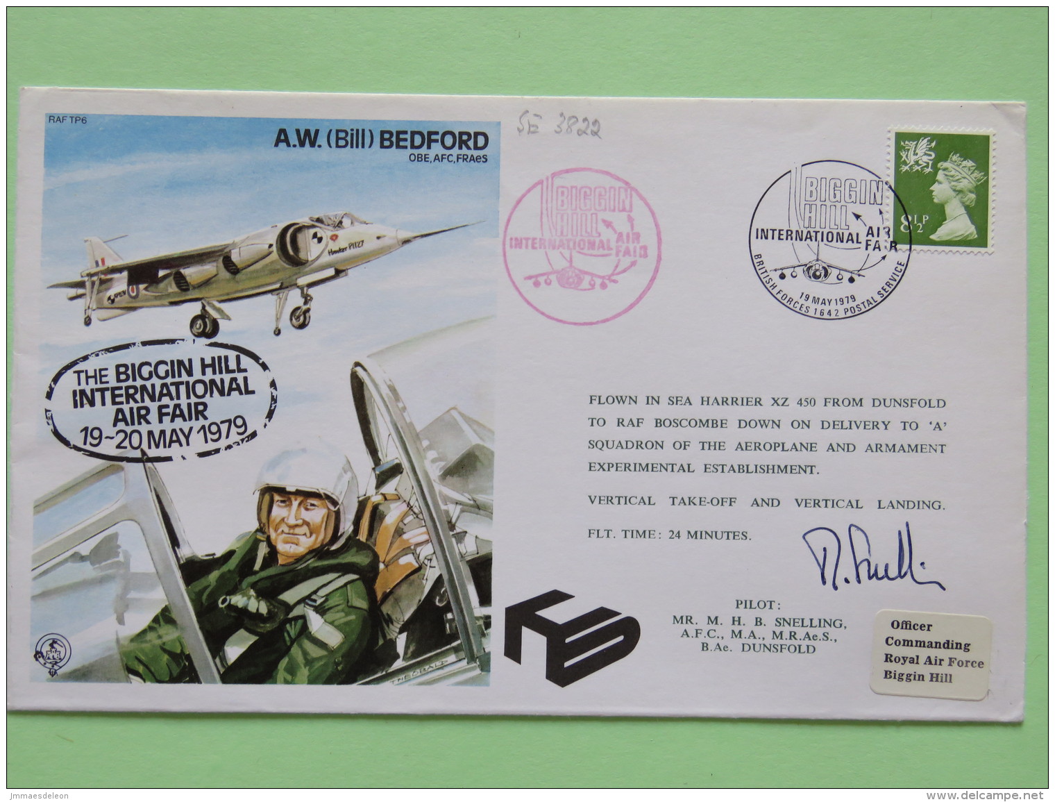 Great Britain 1979 Signed Military Special Cover From Dunsfold To U.K. - Plane - A.W. *Bill( Bedford / Machin Dragon - Covers & Documents