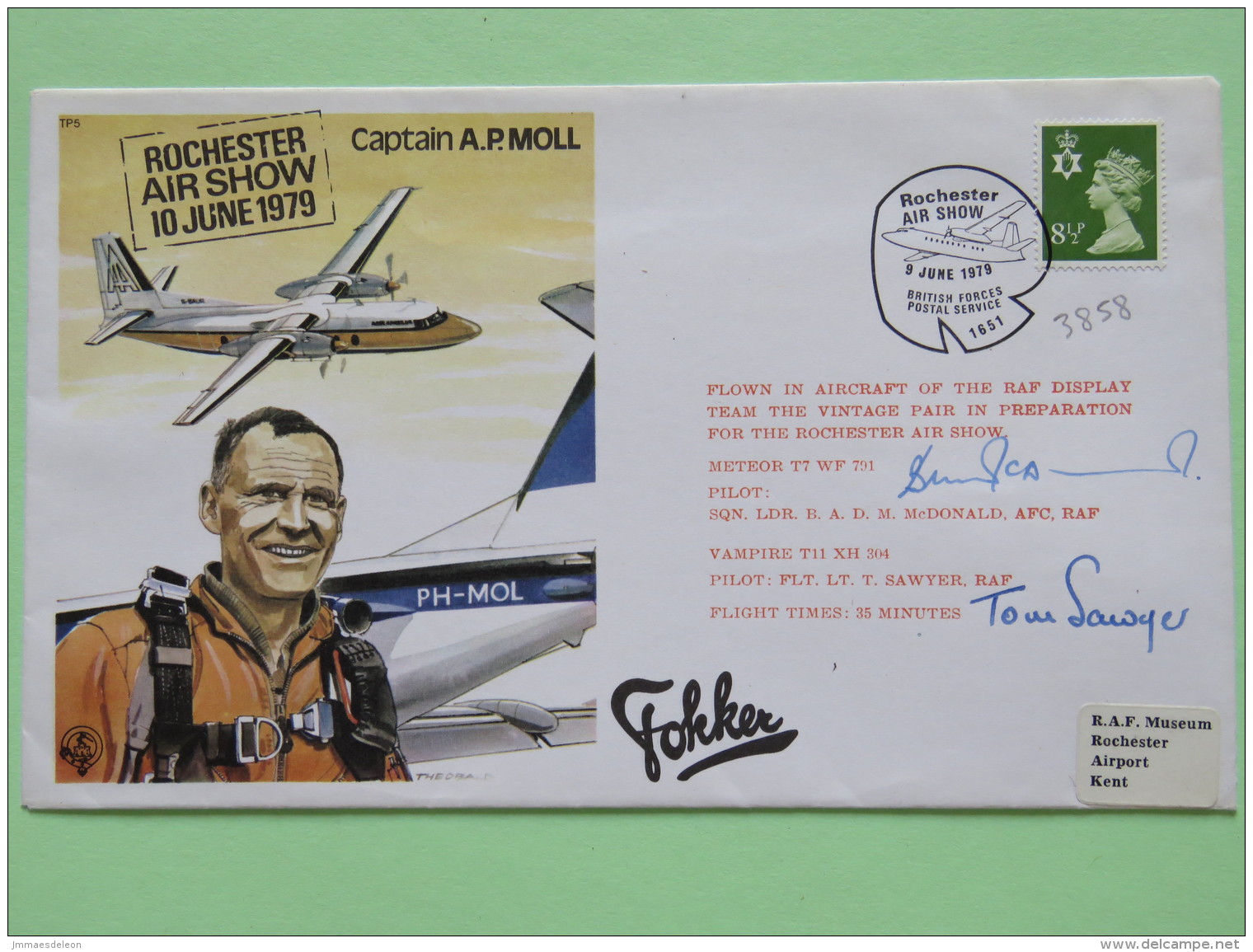 Great Britain 1979 Signed Military Special Cover From Rochester To U.K. - Plane - Captain A.P. MoLL / Machin Hand - Covers & Documents