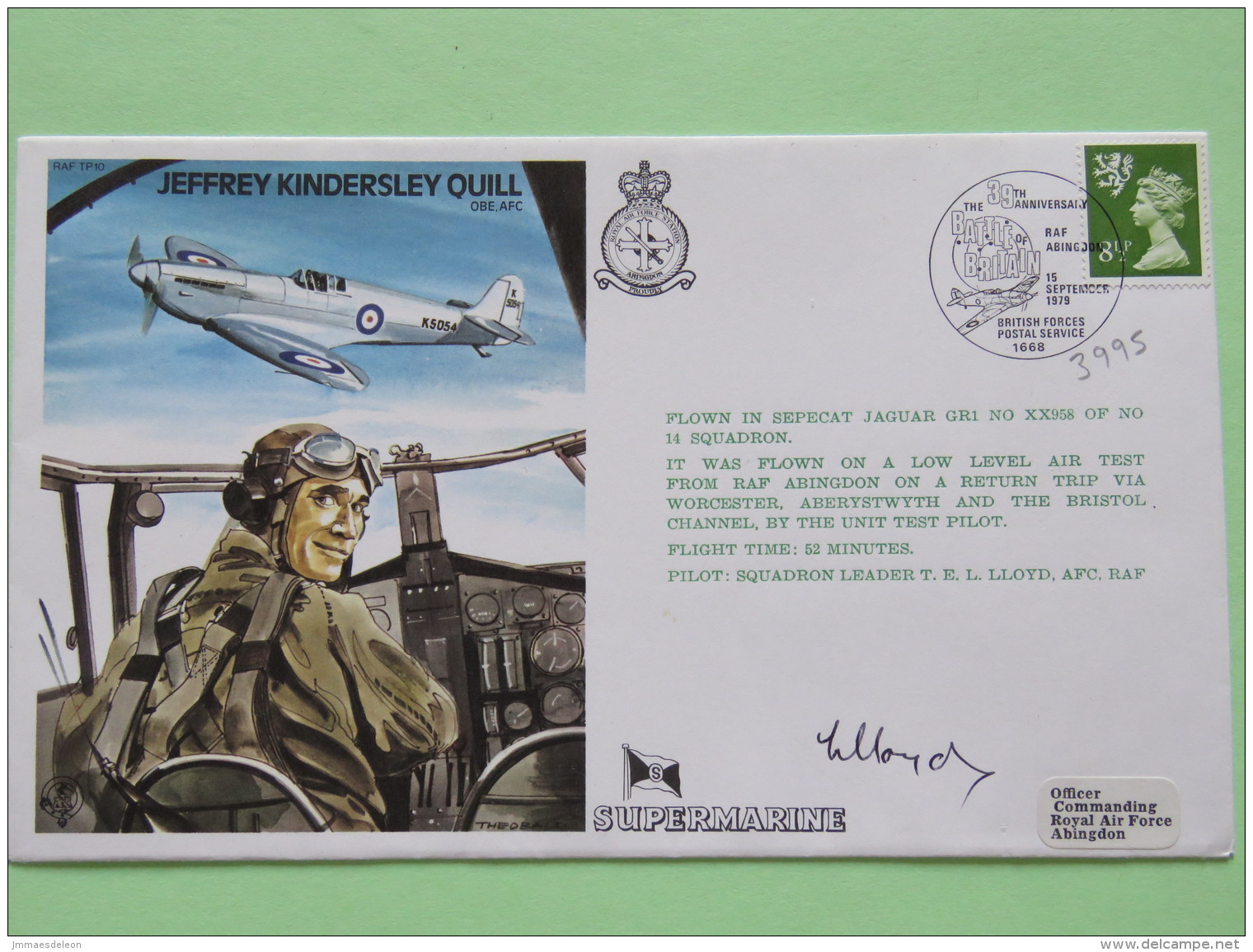 Great Britain 1979 Signed Military Special Cover From RAF Abingdon To U.K. - Plane - Jeffrey Kindersley Quill / Machin L - Covers & Documents