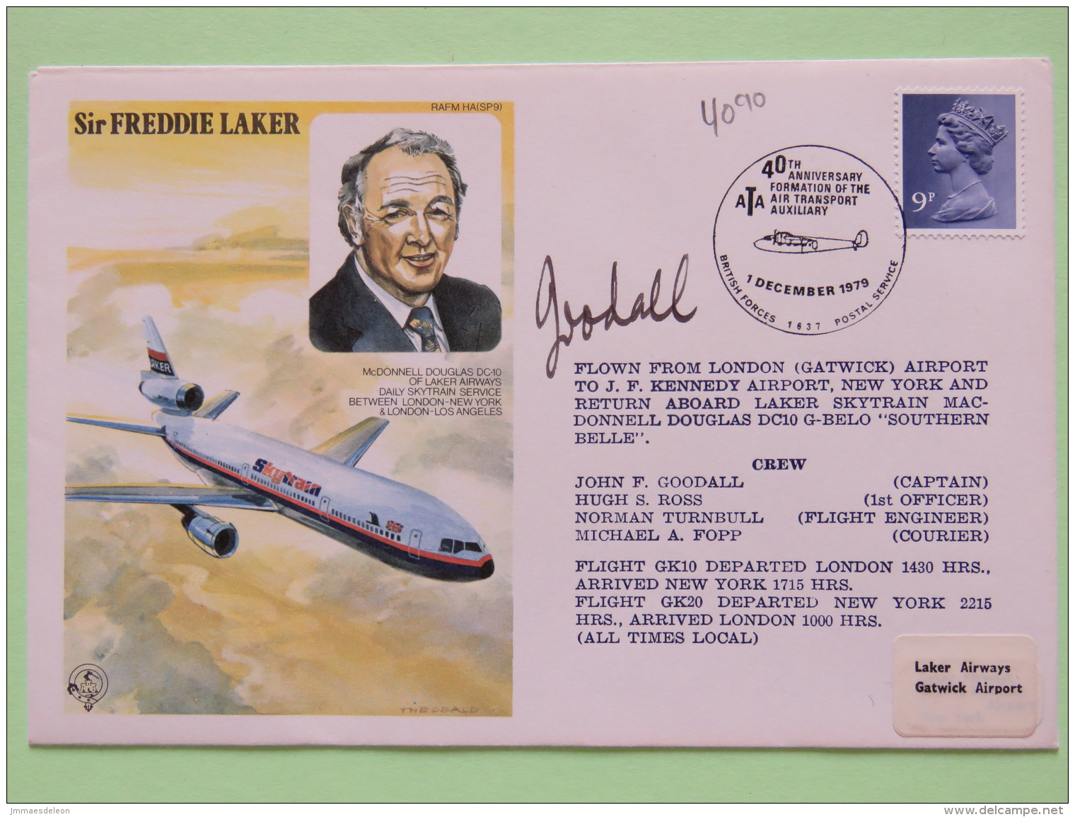 Great Britain 1979 Signed Military Special Cover From London To U.K. - Plane - Sir Freddie Laker - Machin - Covers & Documents