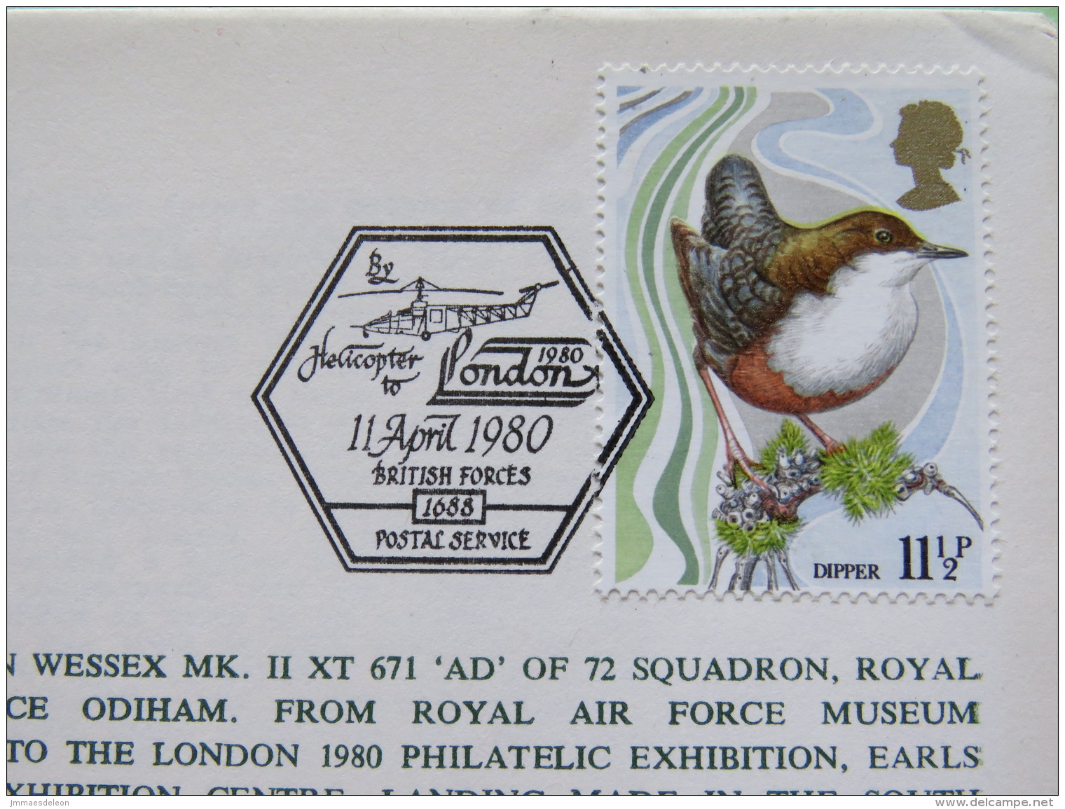 Great Britain 1980 Signed Military Special Cover From Hendon To U.K. - Helicopter - Bird - London Olympics Cancel On Bac - Covers & Documents