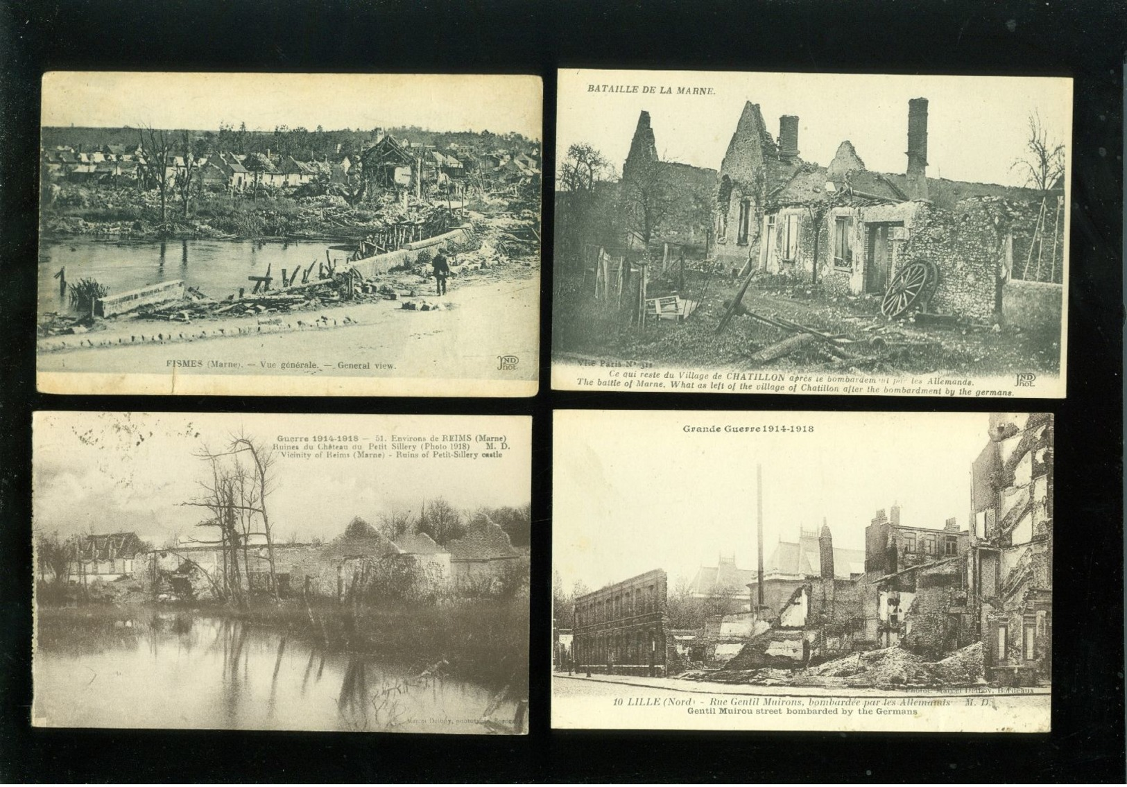 Beau lot de 60 cartes postales de France guerre ruines soldat armée     Mooi lot 60 postkaarten Frankrijk oorlog ruinen