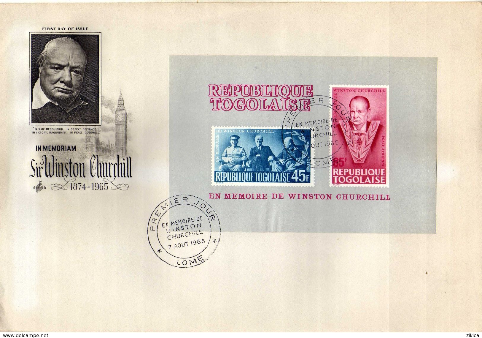 Togo FDC ( Big Envelope ) 1965 Winston Churchill Commemoration, 1874-1965.CHURCHILL - ROOSEVELT - STALIN  - WW II - Togo (1960-...)