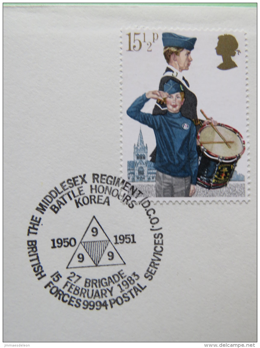 Great Britain 1983 Military Special Cover ""Battle Honours Korea"" - Drummer - Drum Music - Covers & Documents