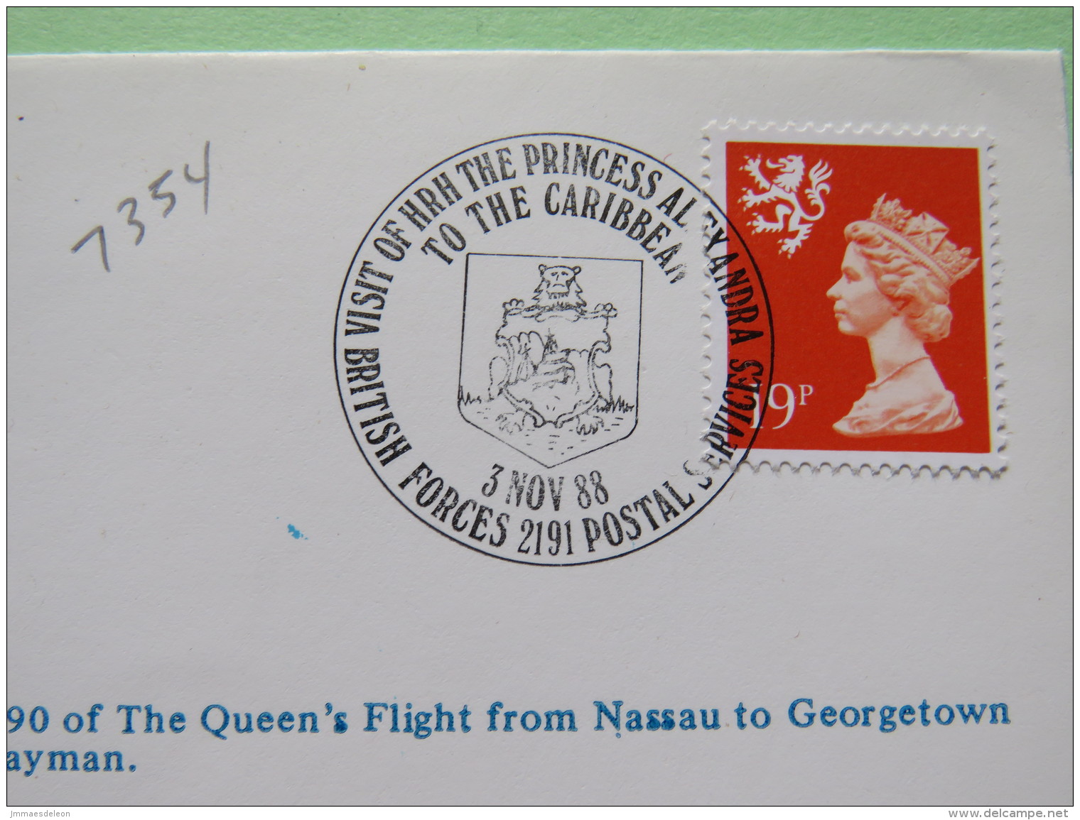 Great Britain 1988 Signed Military Special Cover From Nassau Bahamas To Georgetown And Grand Cayman - Plane - Royal Visi - Covers & Documents