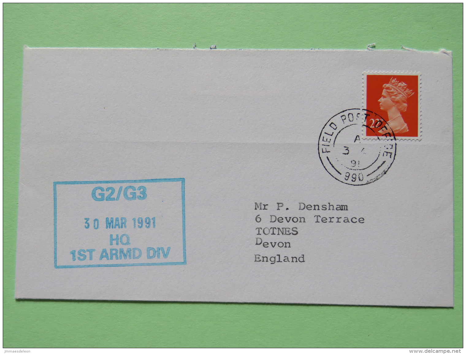 Great Britain 1991 Military Cover From Gulf War EPO 990 To U.K. - Machin - Lettres & Documents