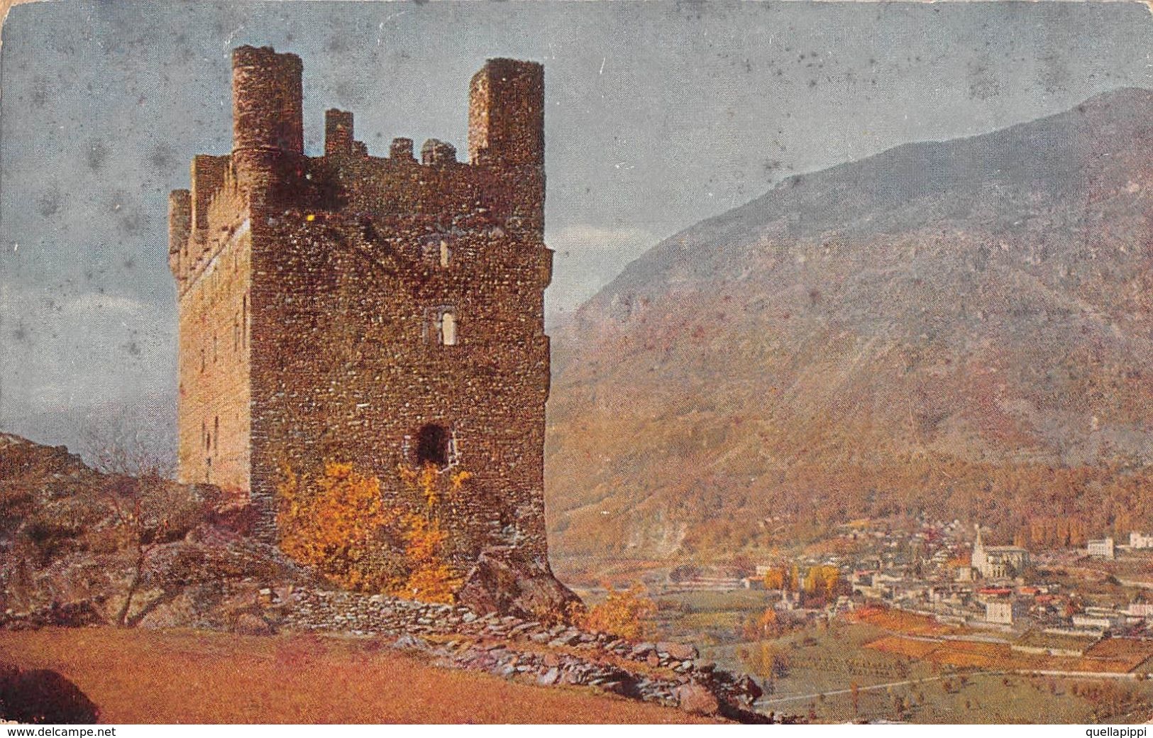 06345 "(AO) CASTELLO DI USSEL M. 672 - COSTRUITO NEL 1350" LASTRE A COLORI LUMIERE. CART NON SPED - Aosta