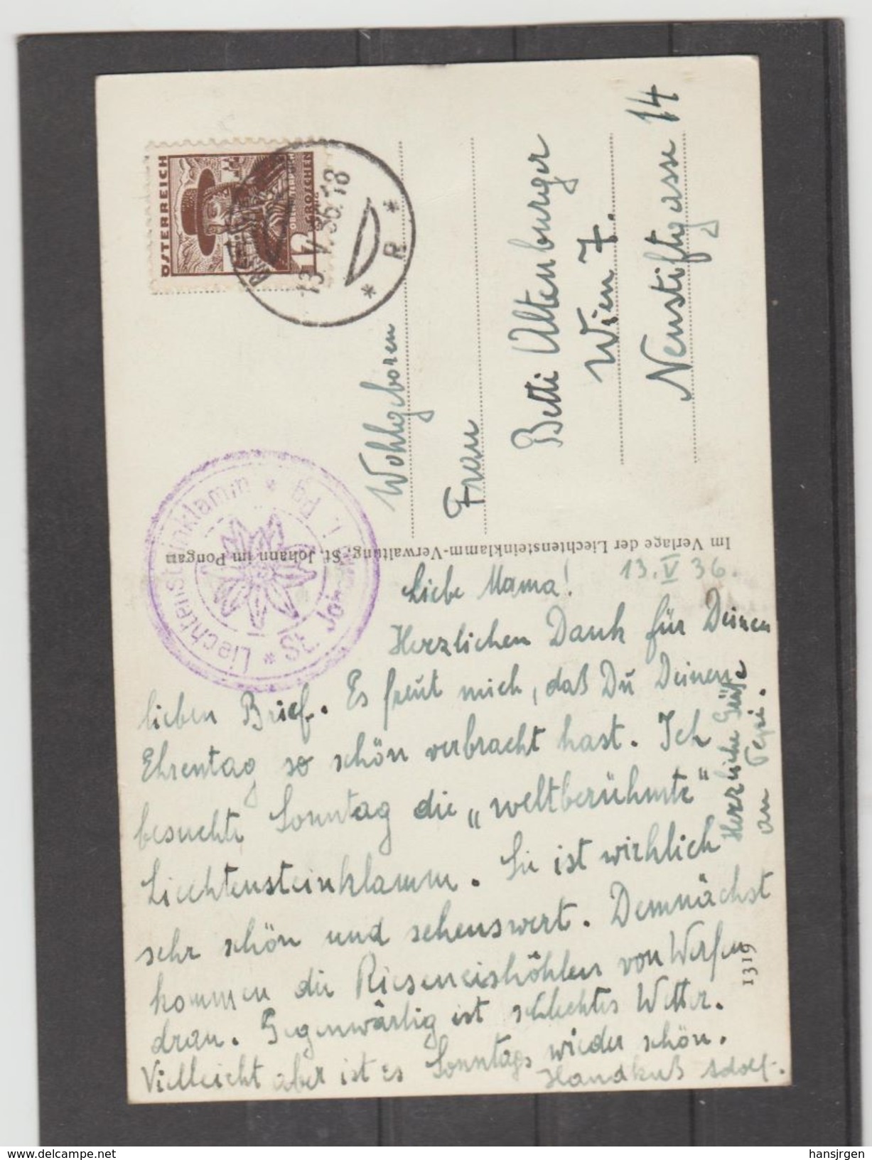 PRW232 POSTKARTE JAHR 1936 SCHLEIERFALL In Der LIECHTENSTEINKLAMM  GEBRAUCHT SIEHE ABBILDUNG - St. Johann Im Pongau