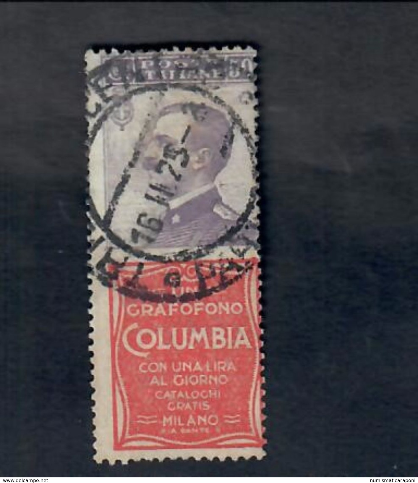1924-1925 REGNO USATO PUBBLICITARIO COLUMBIA 50 CENT Fra.1014 - Usati