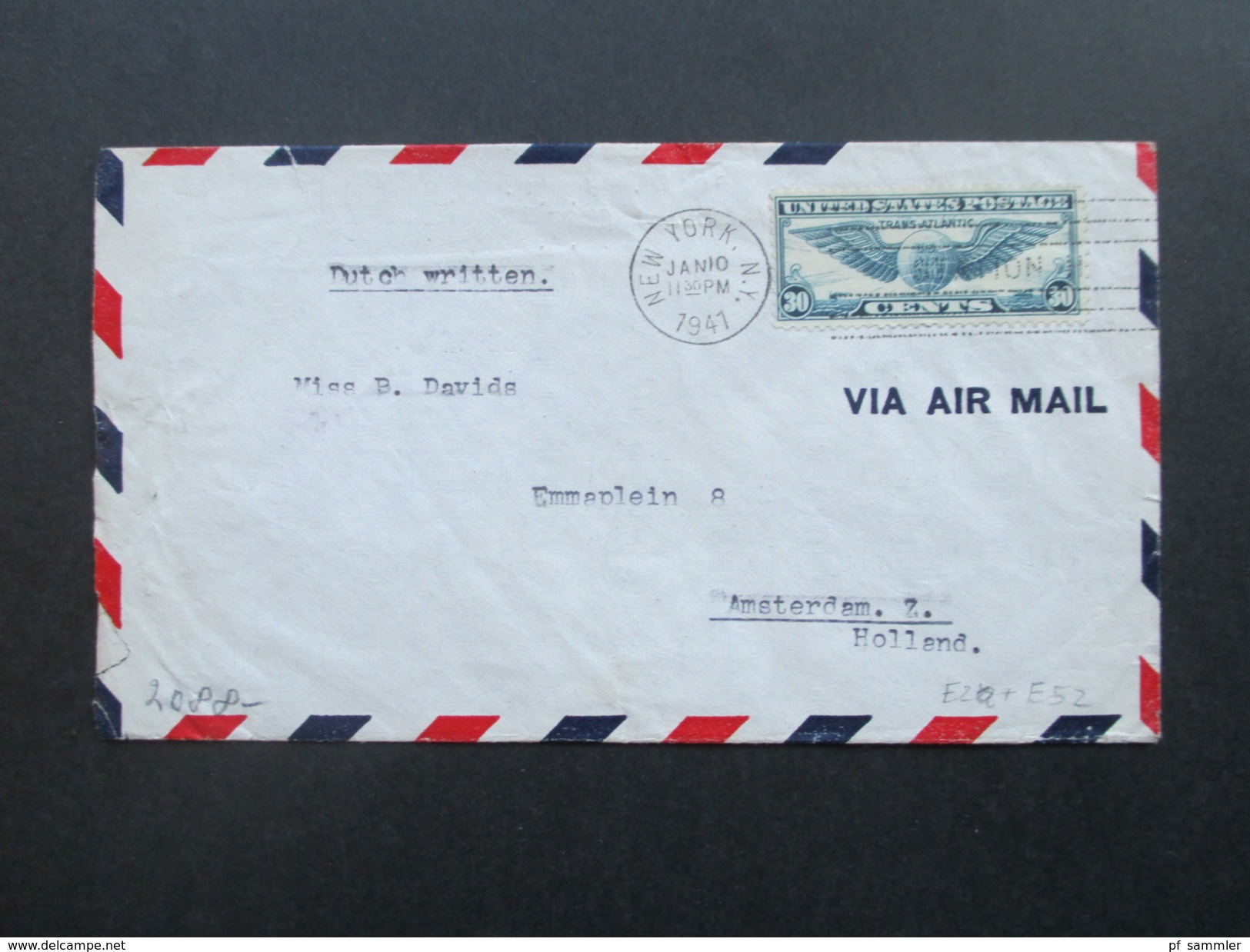 USA - Holland 1941 Air Mail / Luftpost. Zensur Der Wehrmacht / Oberkommando / 2-fach Zensur. - Cartas & Documentos