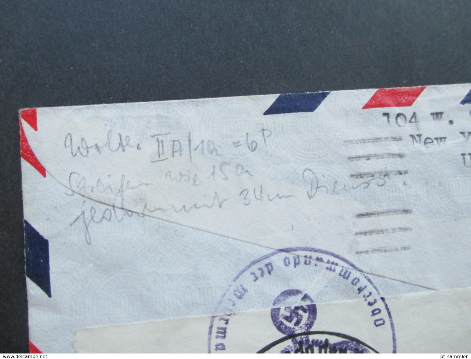 USA - Holland 1941 Air Mail / Luftpost. Zensur Der Wehrmacht / Oberkommando / 2-fach Zensur. - Cartas & Documentos