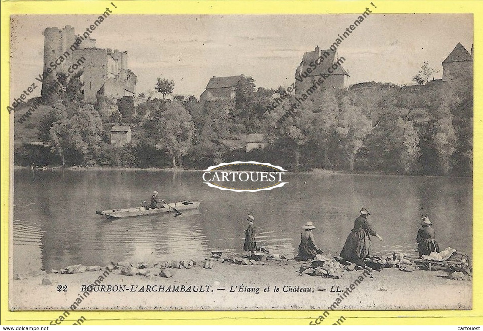 CPA 03 BOURBON L ARCHAMBAULT Etang Et Le Château Laveuses ( Lavandières ) - Bourbon L'Archambault