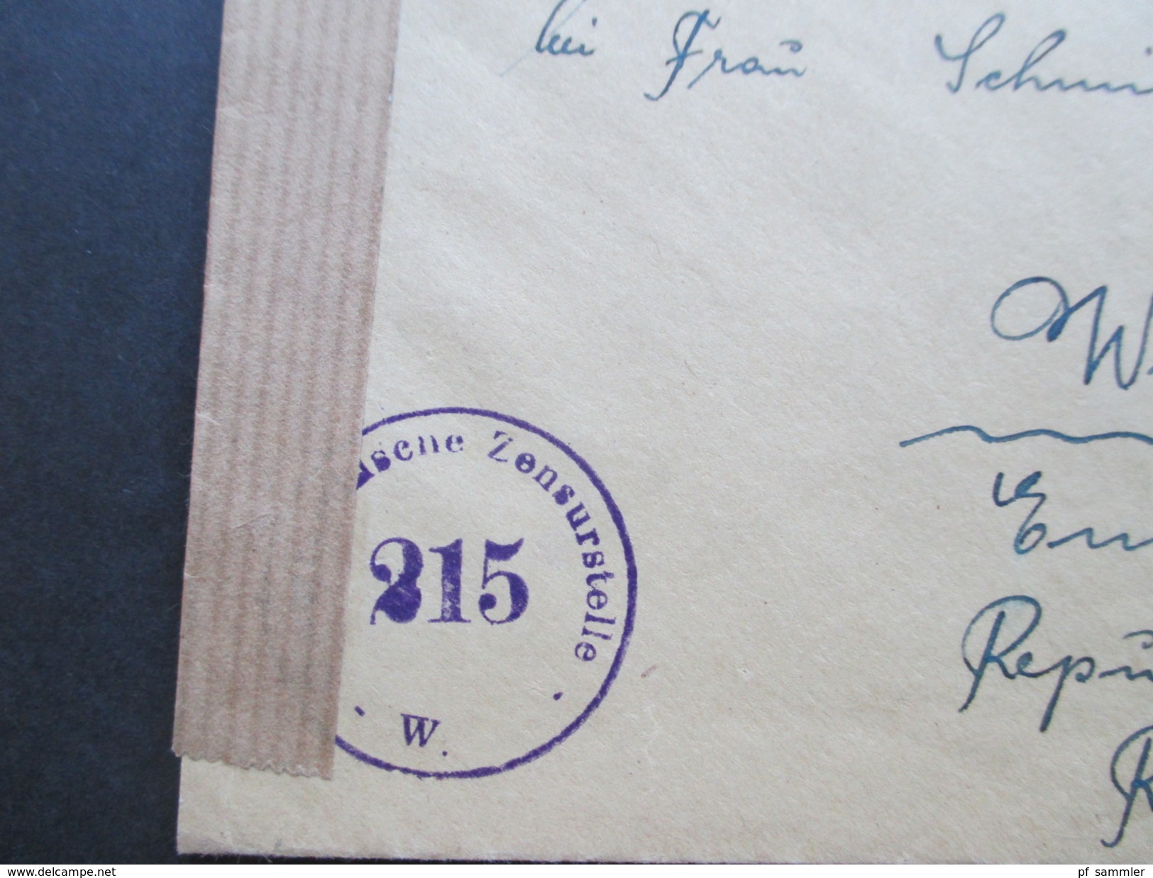 Tschechoslowakei 1946 Nach Wien Mit Stempel Österreichische Zensurstelle 215 W. Zensurpost - Briefe U. Dokumente