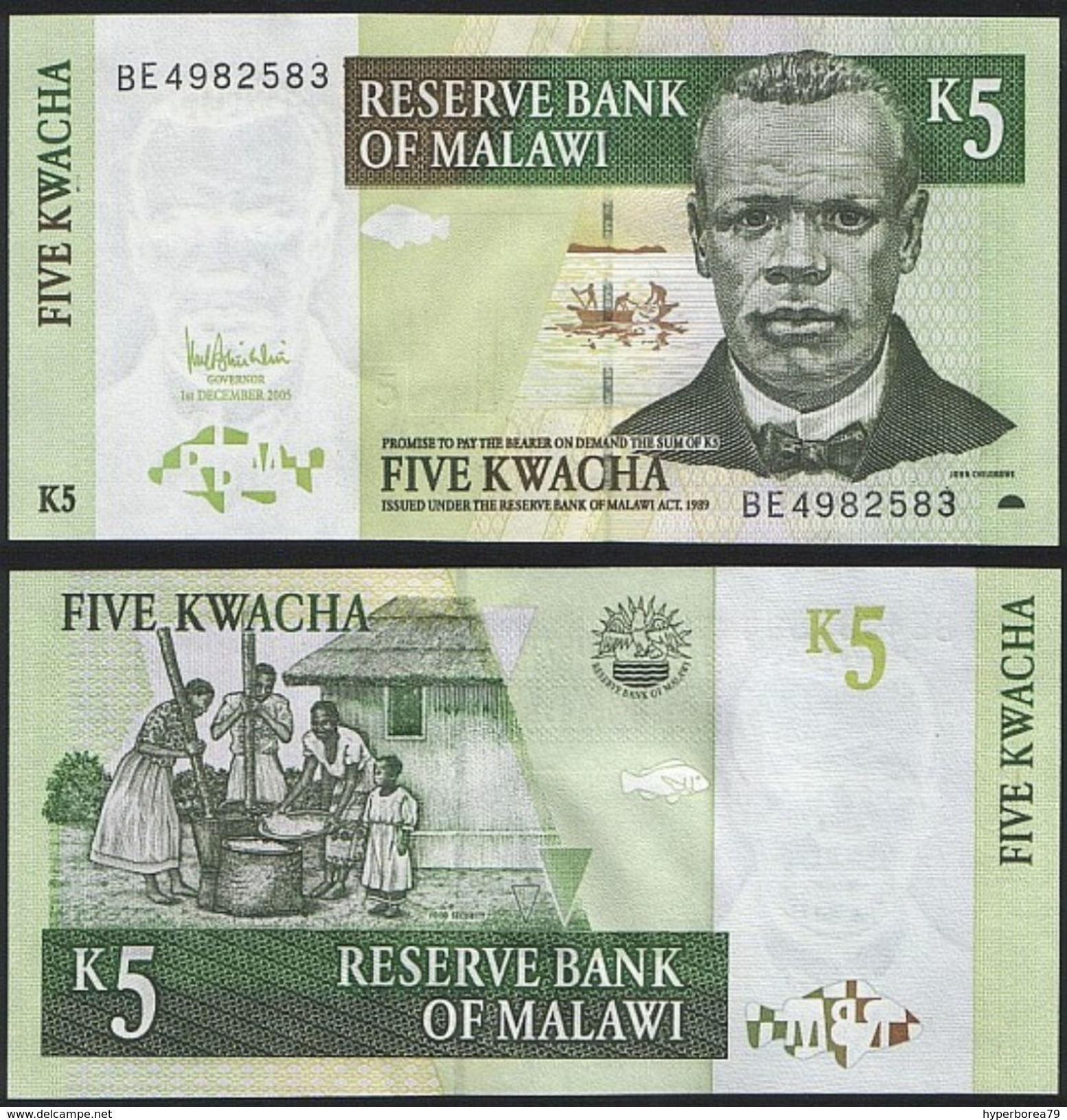Malawi DEALER LOT ( 10 Pcs ) P 36 C - 5 Kwacha 1.12.2005 - UNC - Malawi
