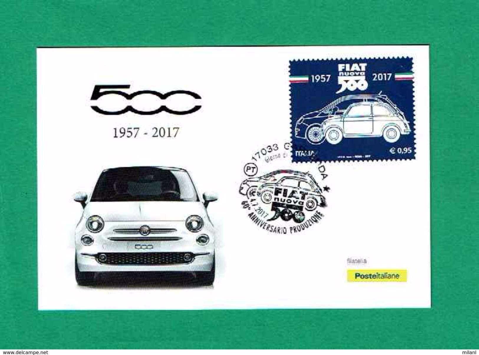 Italia 2017 -  "FIAT Nuova 500" - Annullo "Garlenda" - Cartas Máxima