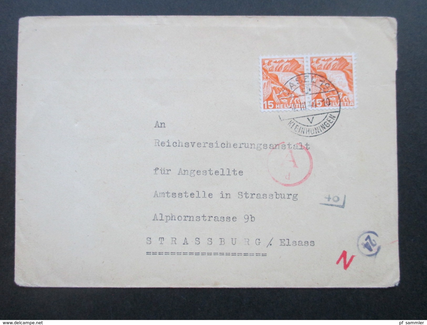 Schweiz 1944 Zensurpost Mehrfachzensur Der Wehrmacht. Zensurstempel:Ad / 46 / 24 / N. Nach Strassburg Elsass. Nr.300 Mef - Briefe U. Dokumente