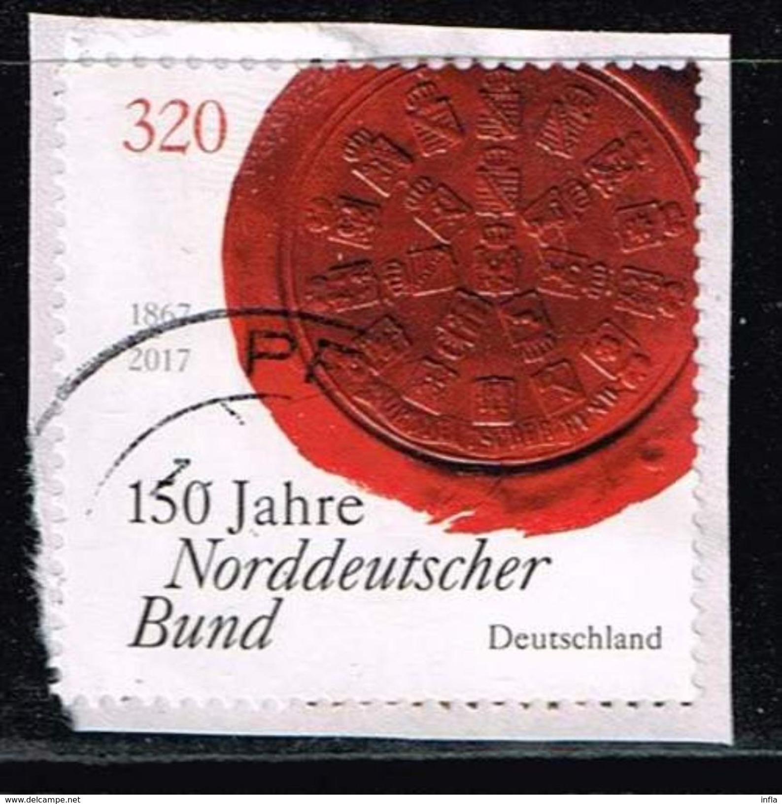 Bund 2017, Michel# 3321 O 150 Jahre Norddeutscher Bund - Gebraucht