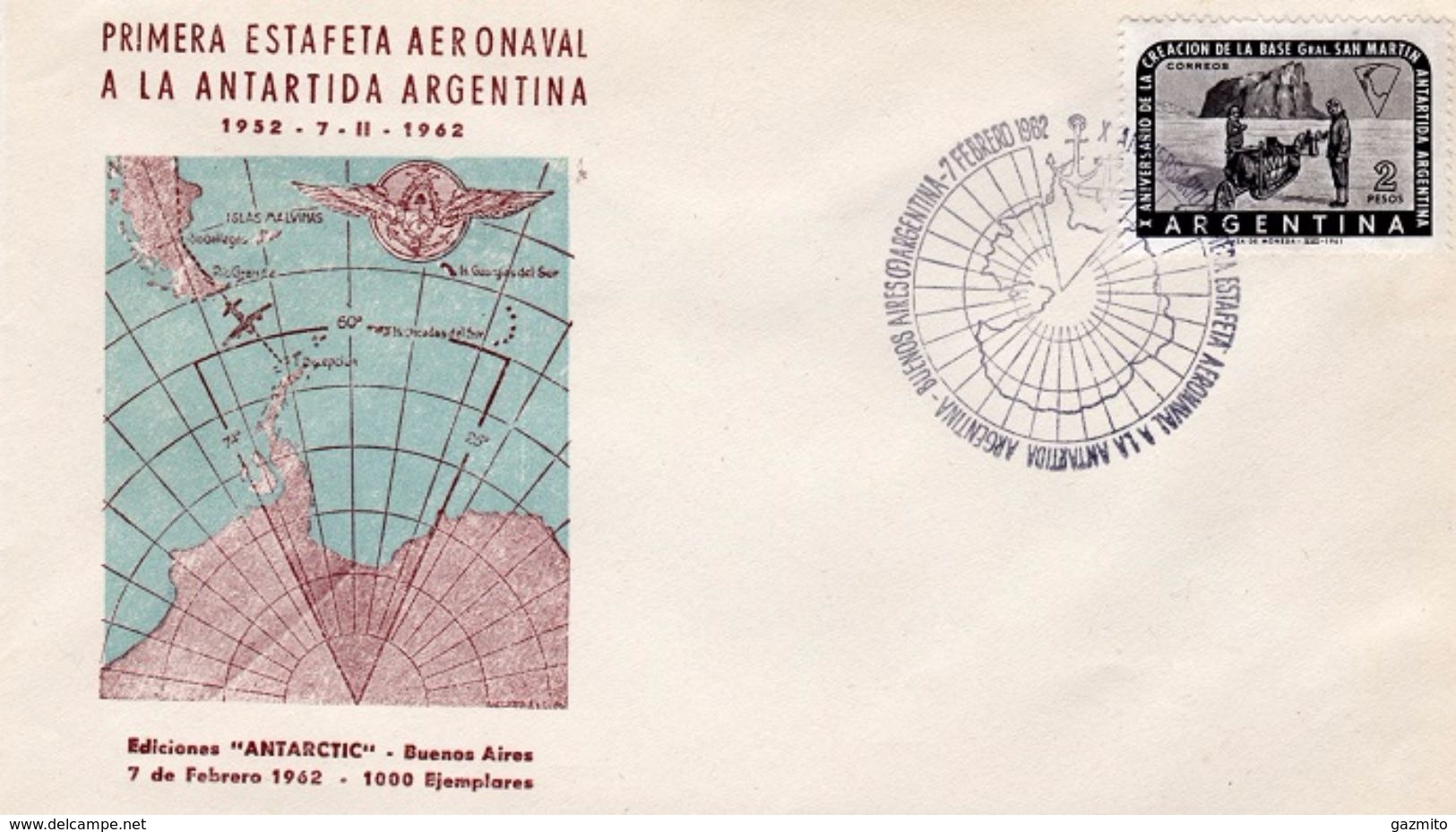 Argentina 1962, 10th First Air Courier To Antartic, Cover - Eventi E Commemorazioni