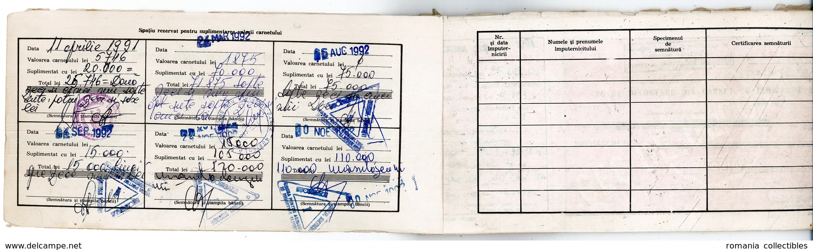 Romania, 1991, Vintage Bank Checkbook, Agricultural Bank "Banca Agricola" - Chèques & Chèques De Voyage