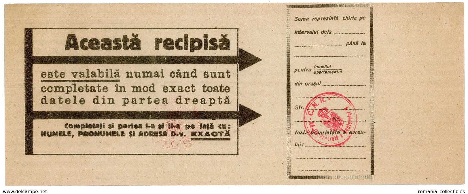 Romania, 1940's, Vintage Bank Cheque / Receipt, CEC - Kingdom Period - Cheques & Traveler's Cheques