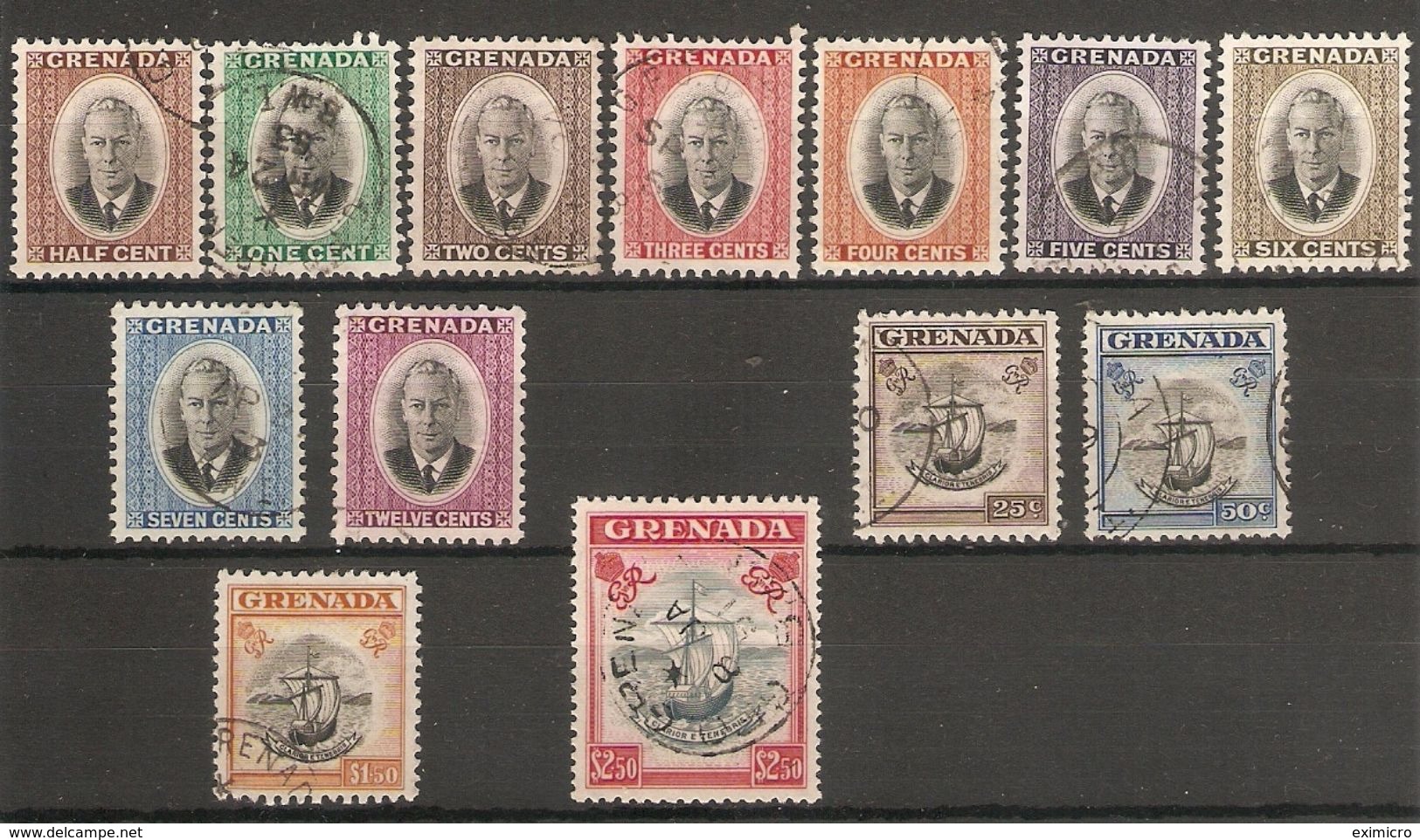 GRENADA 1951 SET SG 172/184 FINE USED Cat £17 - Grenada (...-1974)