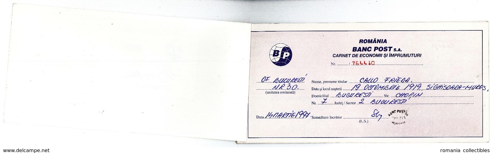 Romania, 1997, Vintage Bank Checkbook / Term Savings Book - Banc Post - Cheques & Traveler's Cheques
