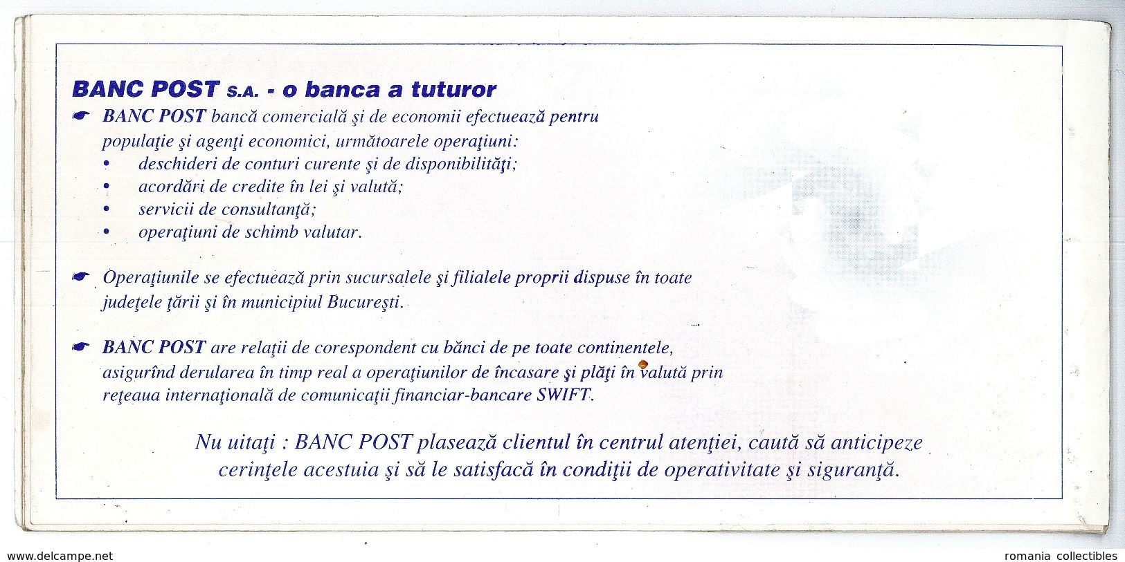 Romania, 1997, Vintage Bank Checkbook / Term Savings Book - Banc Post - Chèques & Chèques De Voyage